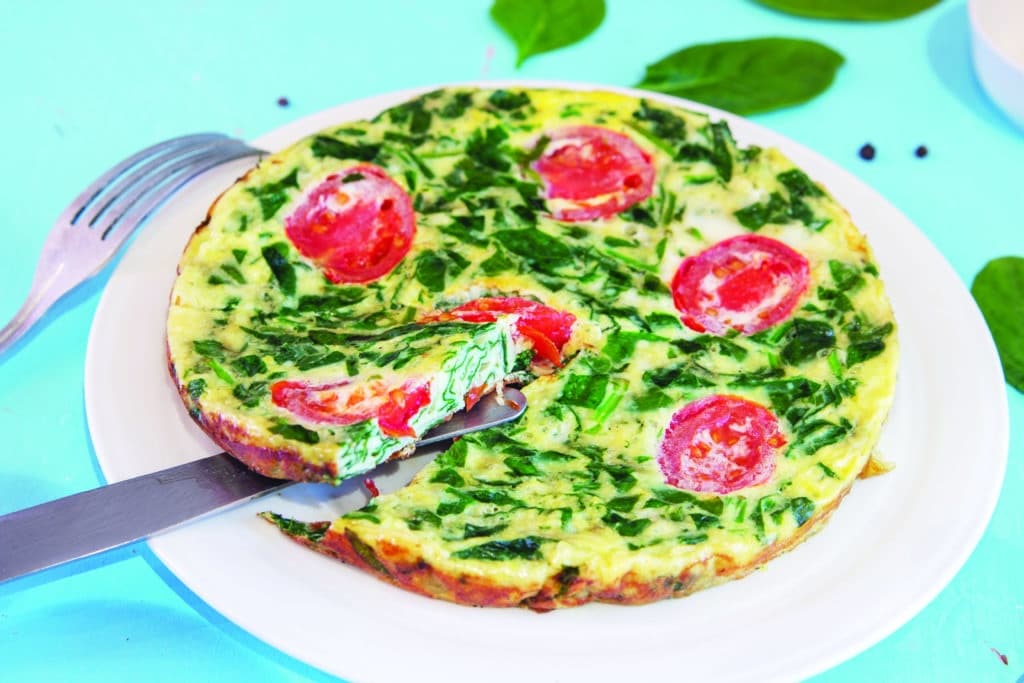 Egg White Frittata with tomatoes and spinach.