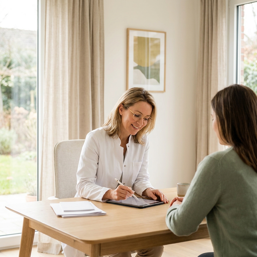 Physician consulting with patient in modern clinic, representing personalized med weight loss care