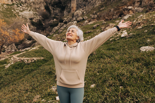 Woman stretching in nature