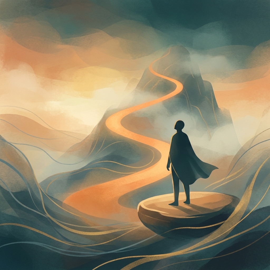 Person pausing on a mountain path, representing the science behind a weight loss plateau and breaking through it.