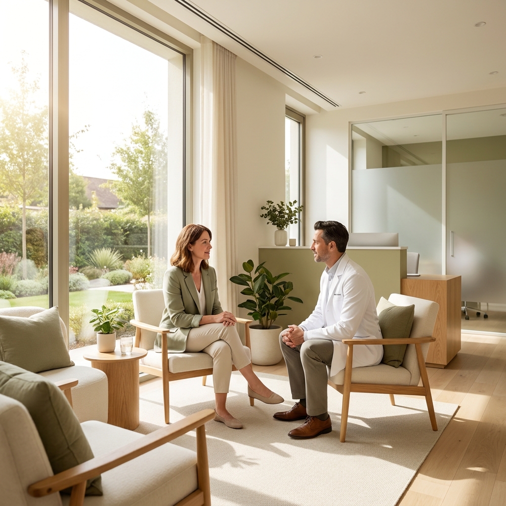 Woman consulting with a provider at a healthy living medical weight loss clinic focused on metabolic health