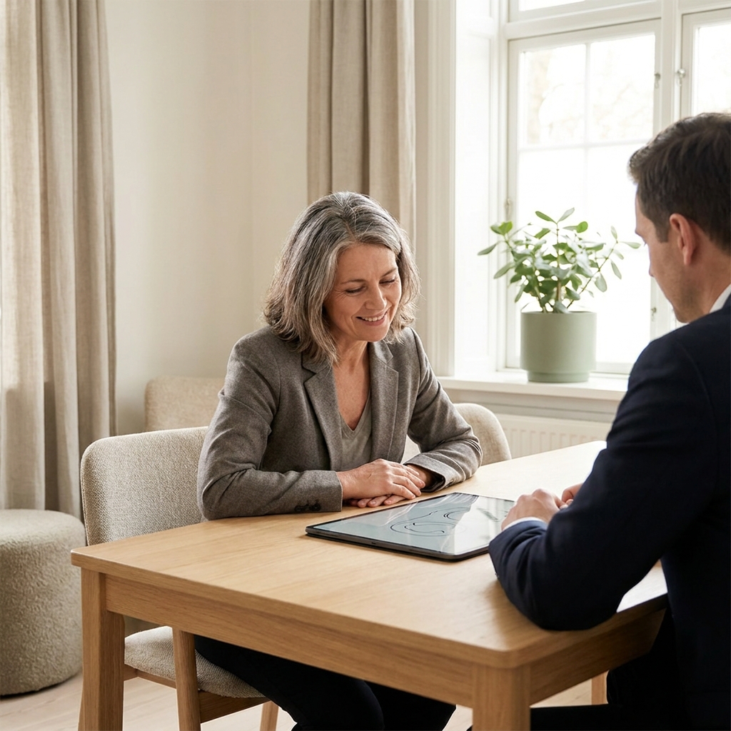 Woman in a clinical consultation discussing a personalized weight loss plan with a professional.