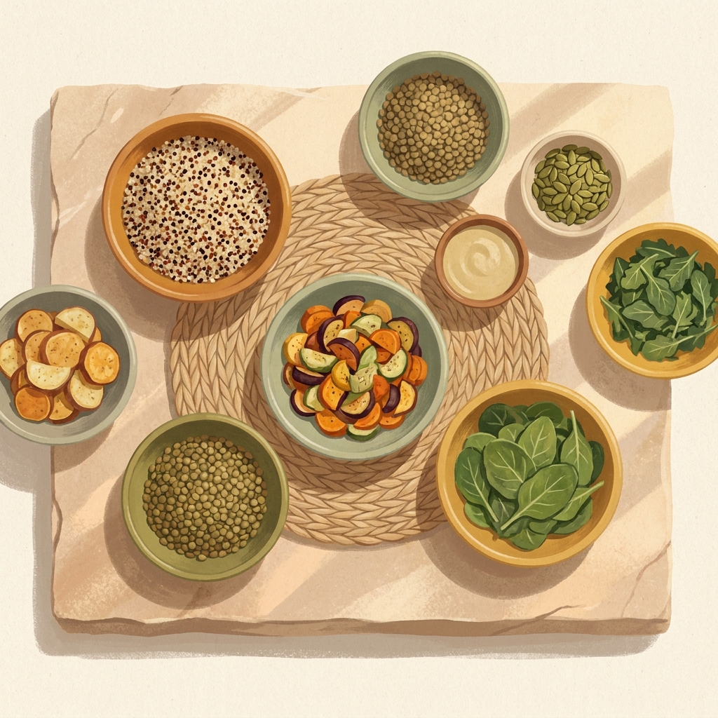 Nutrient-rich whole foods arranged to support a GLP-1 diet without medication