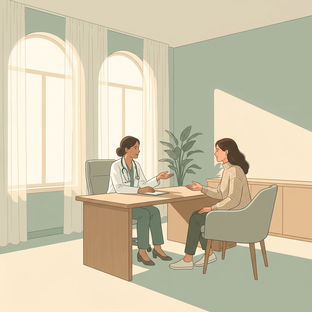 Clinician consulting with a patient about weight loss medication options beyond GLP-1 treatments.